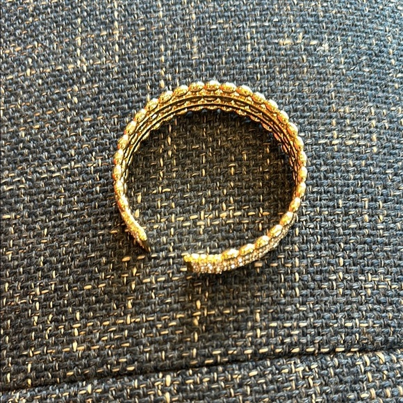 Gold Tone and Rhinestone Stretch Bracelet - Picture 3 of 3